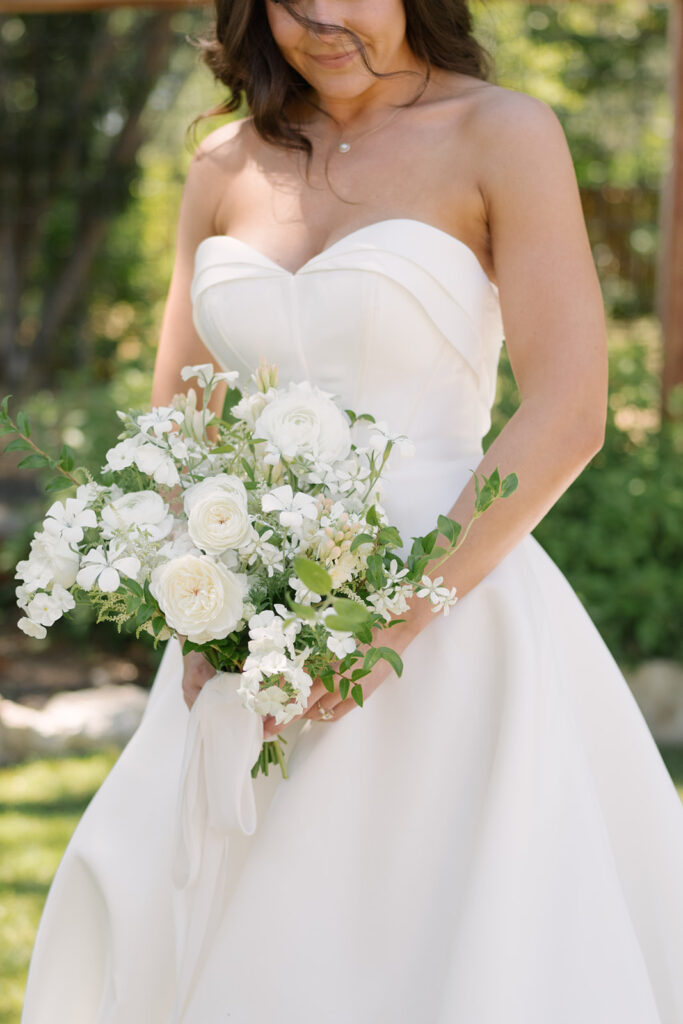 white wedding bridal bouquet